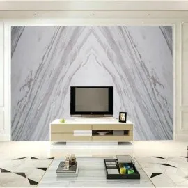Tranh Đá Đối Xứng Marble Ốp Tường Màu Trắng Vân Nâu