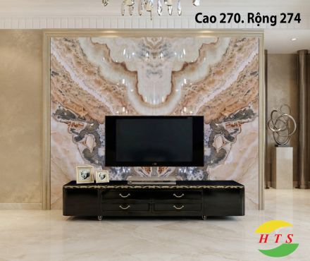 Tranh Đá Đối Xứng Onyx Xuyên Sáng Ốp Vách Tivi