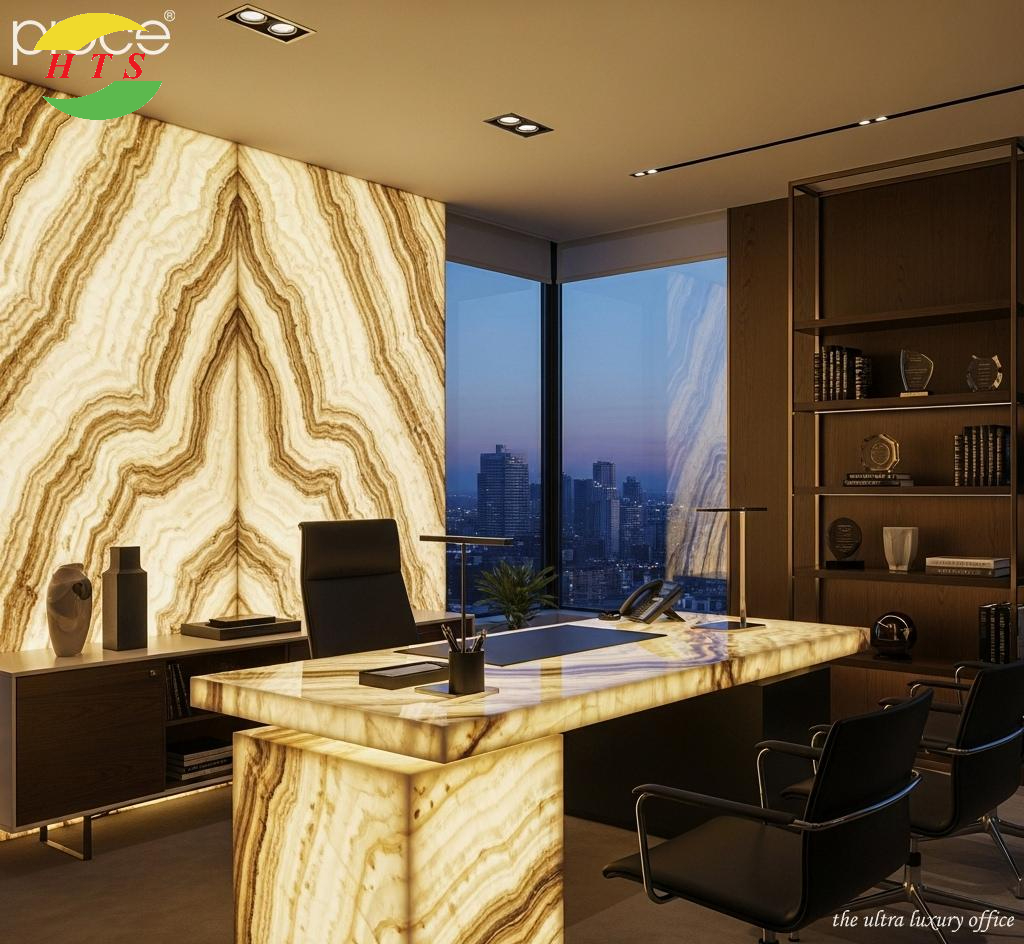 tranh đá onyx xuyên sáng văn phòng