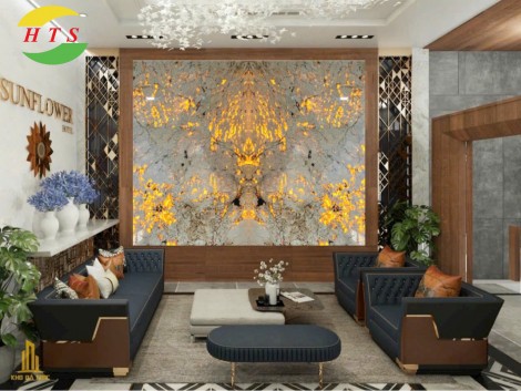 Tranh đá Thạch Anh Xuyên Sáng màu trắng HTS 0966